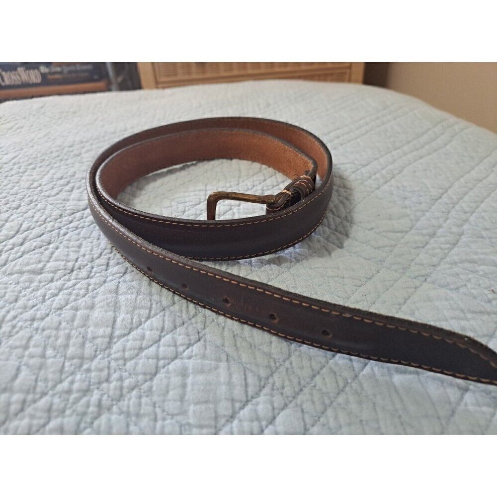 Unbranded Men's 44" Leather Brown Belt Casual Gold Tone Buckle